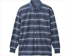 スナップ釦起毛ニットシャツ / 820519-01　M　ブルー【販売単位:1】(cm-490003)(cm-490003)[1枚