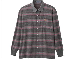 スナップ釦起毛ニットシャツ / 820519-11　M　グレー【販売単位:1】(cm-490007)(cm-490007)[1枚