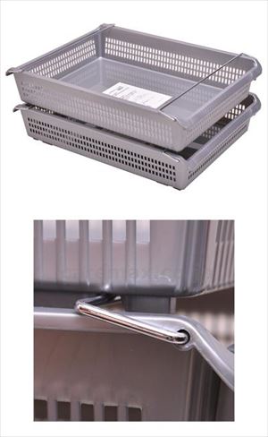 【※法人・施設限定・送料別途】スタックトレーメタルハンドル付 浅型大 / STA3S グレー(cm-494236)[ケース(6個
