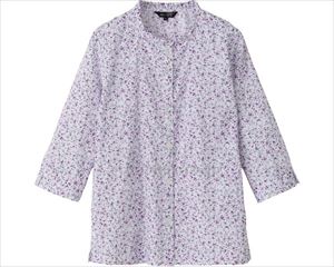 7分袖メロー衿花柄ブラウス / 820694-22 L パープル(cm-495312)[枚]