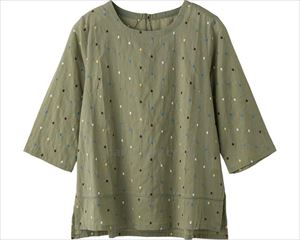 7分袖カラフルドット柄ブラウス / 820036-22 L グリーン(cm-495358)[枚]