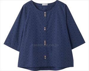 7分袖飾り釦刺繍Tブラウス / 820705-31 M～L ネイビー(cm-495377)[枚]