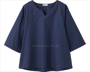 7分袖刺繍Tブラウス / 820706-31 M～L ネイビー(cm-495381)[枚]