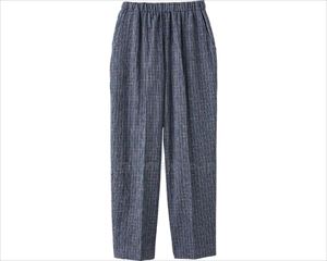 おりなす栃尾楊柳格子フリーパンツ / 820714-25 3L ネイビー(cm-495504)[枚]
