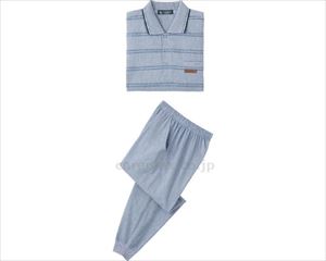 麻混楊柳ポロ衿上下スーツ / 820872-21 M サックス(cm-496936)[枚]
