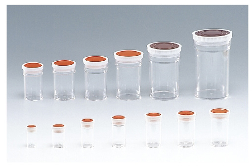 スチロール瓶透明（押込蓋） SP-5(40CC) ｽﾁﾛｰﾙﾋﾞﾝﾄｳﾒｲ フタ：オレンジ（基本色）(10-2591-05-01