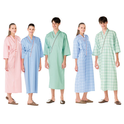 患者衣ゆかた型 カンジャイユカタガタ(16-1500-02)SG-1440(L)ブルー ブルー