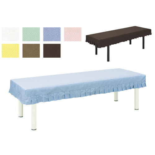 診察台カバー（綿製）フリル付 TB-75-02(60X180CM) ｼﾝｻﾂﾀﾞｲｶﾊﾞｰﾒﾝﾌﾘﾙﾂｷ グリーン(20-3803-01-02)【高田ベッド製作所】[1枚単位]