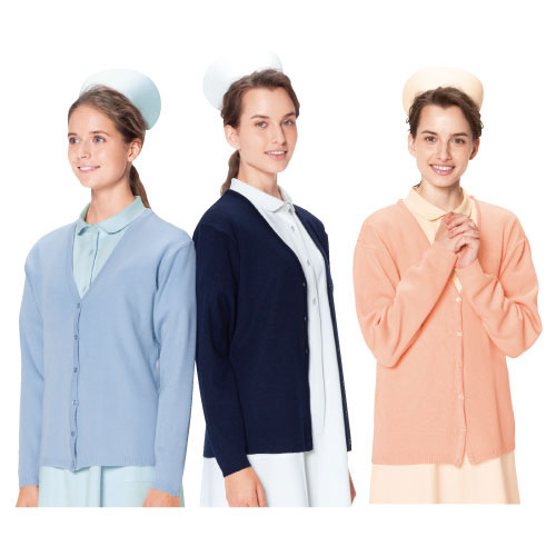 カーディガン CH-2100(EL) ｶｰﾃﾞｨｶﾞﾝ フレッシュブルー(21-6640-03-02)【ナガイレーベン】[1枚単位]