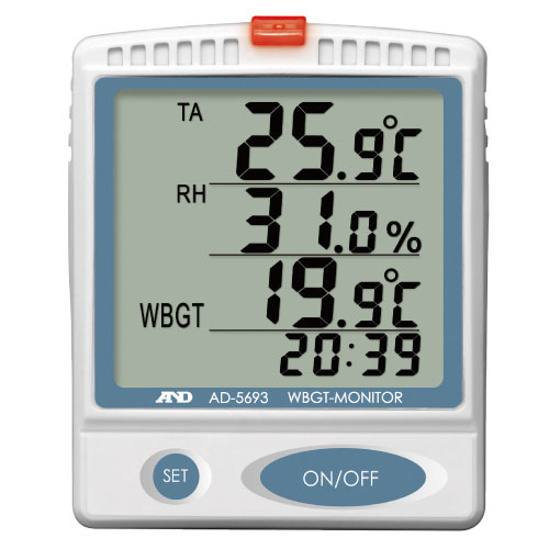 デジタル温湿度計／熱中症指数モニター ﾃﾞｼﾞﾀﾙｵﾝｼﾂﾄﾞｹｲ(23-2252-00)AD-5693