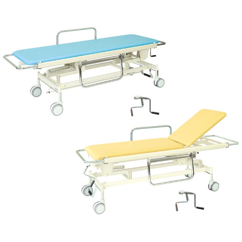 手動昇降式ＧＳストレッチャー１２５ ｼｭﾄﾞｳGSｽﾄﾚｯﾁｬｰ125(23-2287-01)TB-628(60X200X48-86)ビニルレザーイエロー ビニルレザーイエロー