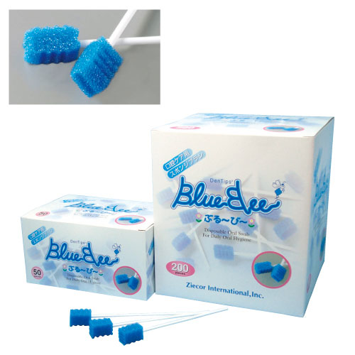 ぶるーびー（口腔ケア用スポンジブラシ 200ｲﾘ ﾌﾞﾙｰﾋﾞｰ(23-2613-01)【ザイコアインターナショナルインク】[1箱単位]