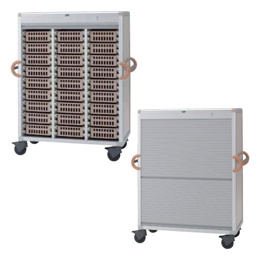 注射薬カート（２７床用） C34-TNS318SA(ﾌﾞﾙｰ) ﾁｭｳｼｬﾔｸｶｰﾄ(27ｼｮｳ) ブルー(23-2707-01-02)【サカセ化学工業】[1台単位]