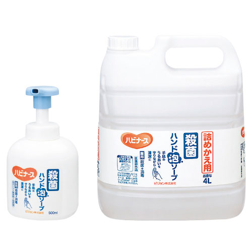 ハビナース殺菌ハンド泡ソープ 11028(500ML)(11901) ﾊﾋﾞﾅｰｽｻｯｷﾝﾊﾝﾄﾞｱﾜｿｰﾌﾟ(23-2871-