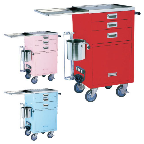 コンパクト救急カート（３段） BH-335R(ﾚｯﾄﾞ) ｺﾝﾊﾟｸﾄｷｭｳｷｭｳｶｰﾄ(3ﾀﾞﾝ(23-3302-02)【ヒラタニ】[1台単位]