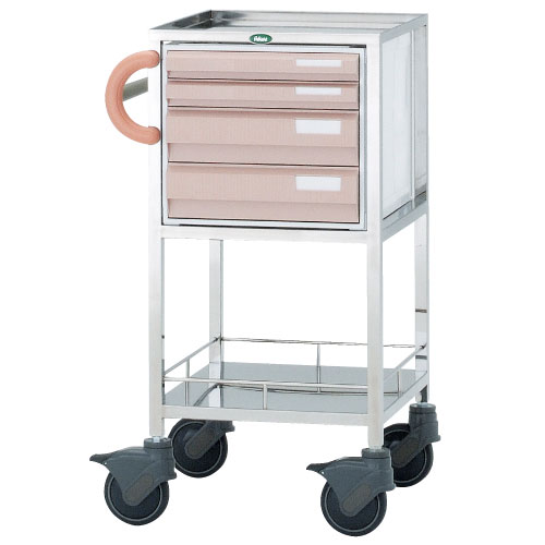 処置・包交カート CUA3-1219A(ﾎﾝﾀｲ:ﾋﾟｰﾁ ｼｮﾁ･ﾎｳｺｳｶｰﾄ ピーチ(23-3408-00-01)【サカセ化学工業】[1台単位]