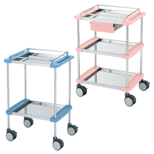 日進医療器 ナーシングカート（ショート） ﾅｰｼﾝｸﾞｶｰﾄ(ｼｮｰﾄ) TY415-2(2ﾀﾞﾝ)ﾌﾞﾙｰ(23-3418-00)【1台単位】