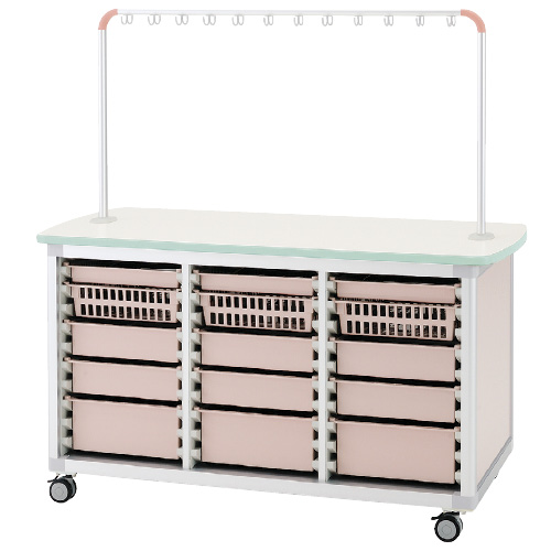 作業台（ハンガー付対面タイプ） WT-1506-2(ﾎﾝﾀｲ:ﾌﾞﾙｰ) ｻｷﾞｮｳﾀﾞｲ 透明(23-3638-01-03)【サカセ化学工業】[1台単位]