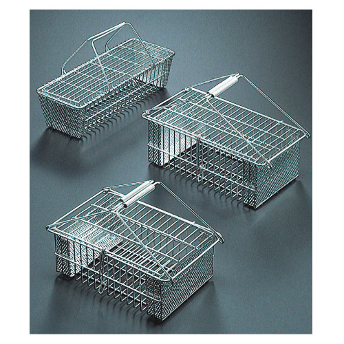 ステンレスフタ付洗浄カゴ 90X260X65MM ｽﾃﾝﾚｽﾌﾀﾂｷｾﾝｼﾞｮｳｶｺﾞ(23-5013-02)【コクゴ】[1個単位]