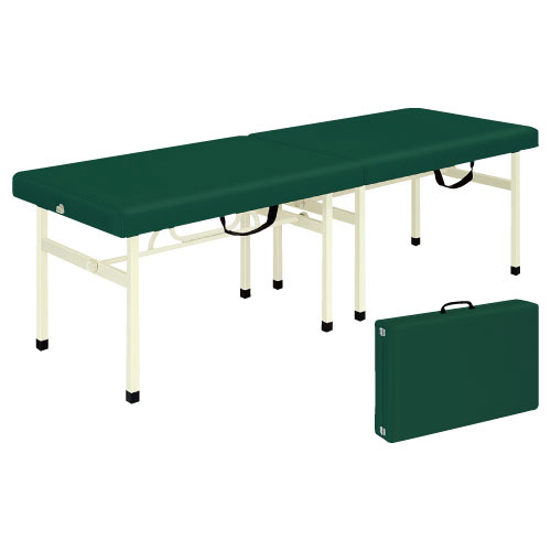 折りたたみ式ポータブルベッド（有孔） (23-5356-10)TB-753U(60X180X50CM)ビニルレザーライムグリーン ビニルレザーライムグリーン