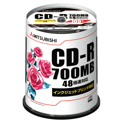 ＰＣデータ用ＣＤ－Ｒ SR80PP100(100ﾏｲ) PCﾃﾞｰﾀﾖｳCD-R(23-5589-01)【三菱化学】[1包単位]