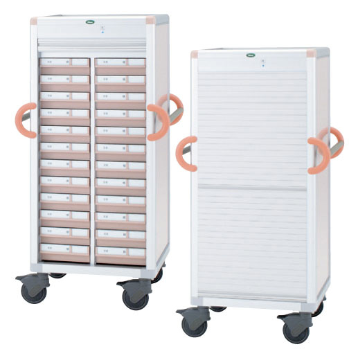 与薬カートＬタイプ（２４床用） CUA4-ALS21224A(YT-11 ﾖﾔｸｶｰﾄLﾀｲﾌﾟ(24ｼｮｳﾖｳ) ブルー(23-5659-02-02)【サカセ化学工業】[1台単位]