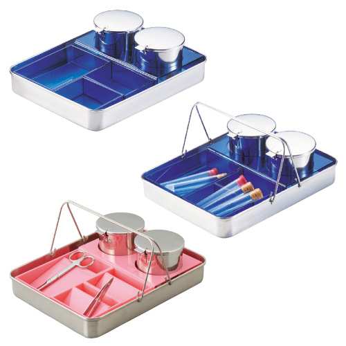 採血用トレー（手さげ付） ﾋﾟﾝｸ ｻｲｹﾂﾖｳﾄﾚｰ(ﾃｻｹﾞﾂｷ)(23-5883-02)【松吉医科器械】[1台単位]