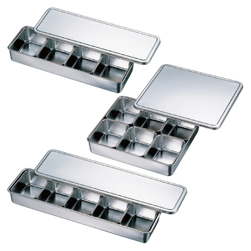 小分けバット（４コ入）長型 W432XD148XH63MM ｺﾜｹﾊﾞｯﾄ(4ｺｲﾘ)ﾁｮｳｶﾞﾀ(23-5926-00)【燕物産】[1個単位]