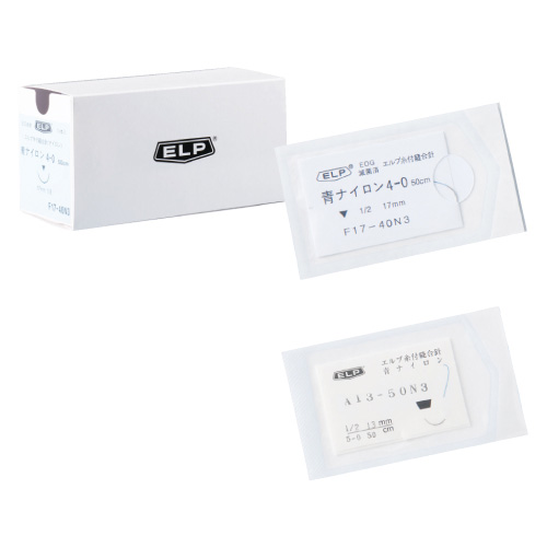 エルプ糸付縫合針（青ナイロン） F17-30N3(50CM)10ｲﾘ ｴﾙﾌﾟｲﾄﾂｷﾎｳｺﾞｳｼﾝﾅｲﾛﾝ(23-6050-0