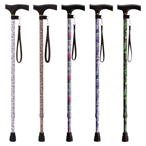 アルミ杖スリムカラー(伸縮) アルミツエスリムカラー(シンシュク)(23-6236-01)MRA-03222(ブラウンフラワー)