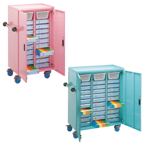 エコノミー与薬カート（３０床用） EYK-30(ｺﾏﾀｲﾌﾟ) ｴｺﾉﾐｰﾖﾔｸｶｰﾄ30ｼｮｳﾖｳ ピンク(23-6680-01-01)【日本医理器材】[1台単位]