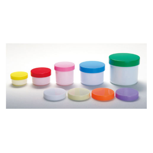 軟膏容器プラ壷Ｎ－６号（未滅菌） 130CC(30ｺｲﾘ) ﾌﾟﾗﾂﾎﾞN-6ｺﾞｳ(ﾐﾒｯｷﾝ) キャップ：青(23-6687