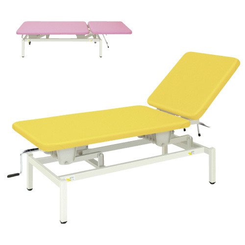 高田ベッド製作所 手動式ハイロー診察台 ｼｭﾄﾞｳｼｷﾊｲﾛｰｼﾝｻﾂﾀﾞｲ TB-878(W700XL1900MM) ビニルレザーイエロー(23-6913-03-08)【1台単位】