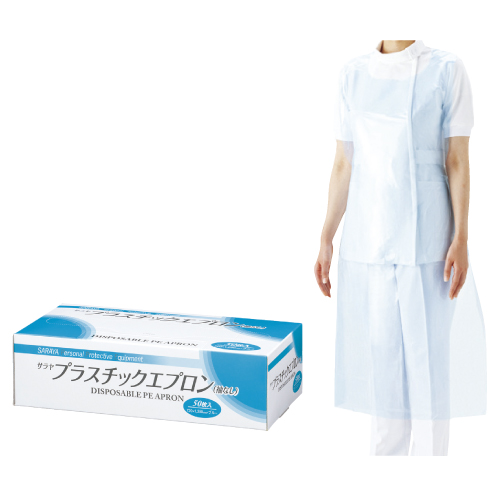 プラスチックエプロン（袖なし） 51077(ﾎﾜｲﾄ)50ﾏｲｲﾘﾌﾟﾗｽﾁｯｸｴﾌﾟﾛﾝ(ｿﾃﾞﾅｼ)(23-7232-02)