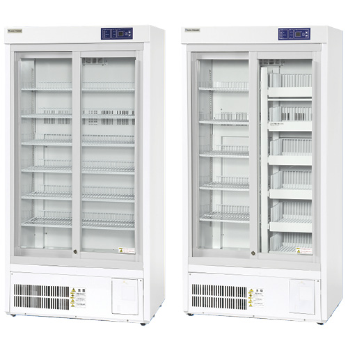 薬用冷蔵ショーケース（スライドラック ﾔｸﾖｳﾚｲｿﾞｳｼｮｰｹｰｽ BMS-501RF3【1台単位】(23-7452-01)