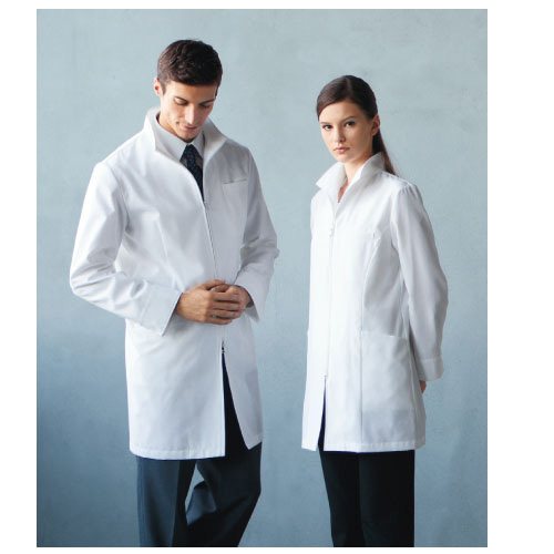 アプロンワールド レディスハーフコート ﾚﾃﾞｨｽﾊｰﾌｺｰﾄ 128-90(ﾎﾜｲﾄ) Ｌ(23-7826-00-03)【1枚単位】