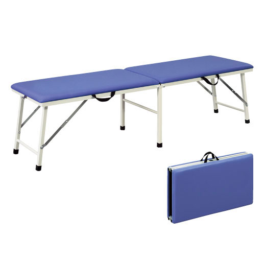 折りたたみ式ポータブルベッド（無孔） (24-2040-01)TB-1008(50X180X60CM)ビニルレザースカイブルー