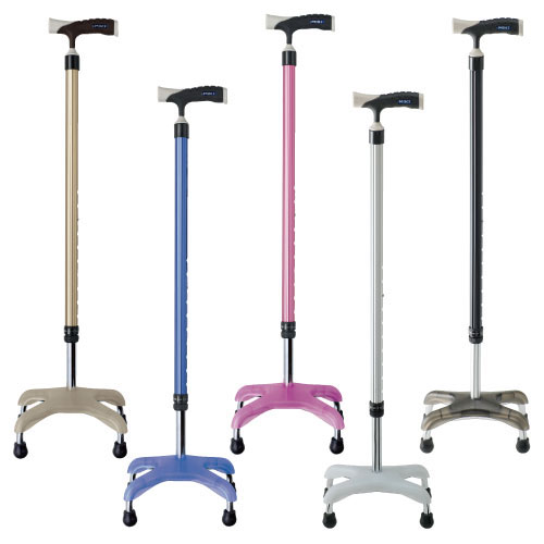 ソフトグリップ四点杖 ｿﾌﾄｸﾞﾘｯﾌﾟ4ﾃﾝﾂﾞｴ(24-2055-04)MRA-06607(ﾌﾞﾗｯｸ)