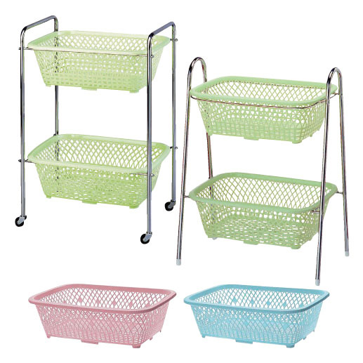 脱衣カゴ（２段式） DP-20(ｺﾞﾑｱｼﾂｷ) ﾀﾞﾂｲｶｺﾞ(2ﾀﾞﾝｼｷ) グリーン(24-2125-00-01)【大信工