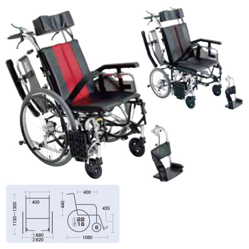 ティルト＆リクライング車いす（介助用 ﾃｨﾙﾄﾘｸﾗｸﾙﾏｲｽ(ｶｲｼﾞｮ)(24-2362-01)TRC-1レッド レッド