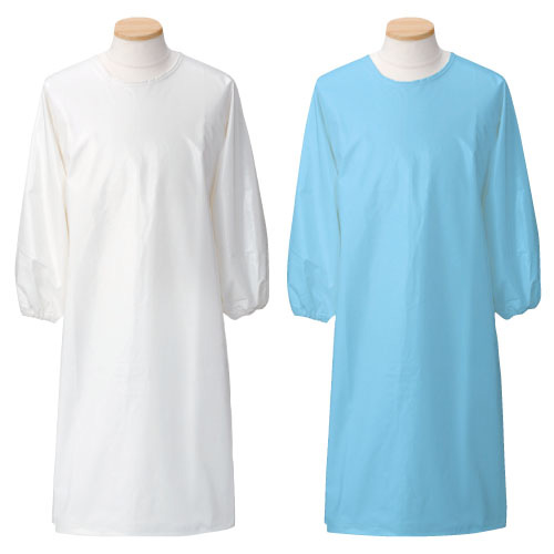 防水エプロン（袖あり） ﾎﾞｳｽｲｴﾌﾟﾛﾝ(ｿﾃﾞｱﾘ)(24-2543-00)507-90(ﾎﾜｲﾄ)Ｍ Ｍ