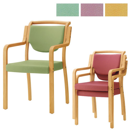 木製いす（手掛け付） PD-8003(ﾗｲﾄｸﾞﾘｰﾝ) ﾓｸｾｲｲｽ(ﾃｶｹﾂｷ)(24-2684-00)【プラス】[1台単位]