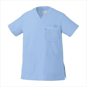 スクラブ（兼用） MZ-0018(L) サックスLサックス【チトセ】(MZ-0018)(24-2926-03-04)【1単位】