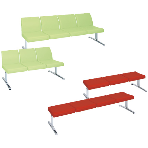 高田ベッド製作所 ロビーチェア（背付） ﾛﾋﾞｰﾁｪｱ(ｾﾂｷ) TB-1144-03(195X57X79 ビニルレザーライムグリーン(24-3013-00-18)【1台単位】