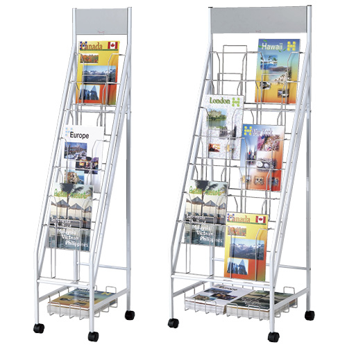 パンフレットスタンド（１列）カゴ付 YS-42 ﾊﾟﾝﾌﾚｯﾄｽﾀﾝﾄﾞ1ﾚﾂ(24-3838-00)【林製作所】[1台単位](