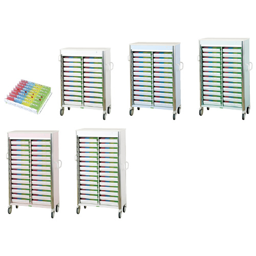 与薬カートレギュラータイプ（２列） KC-474-S(28ｼｮｳ) ﾖﾔｸｶｰﾄﾚｷﾞｭﾗｰﾀｲﾌﾟ2ﾚﾂ ライトブルー(24-3920-04-01)【ケルン】[1台単位]