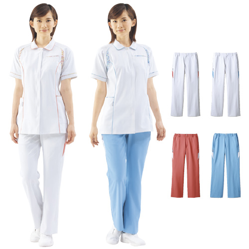 住商モンブラン レディスパンツ レディスパンツ CHM151(コーラルピンクXホワイト 3L(24-4253-02-05)【1枚単位】