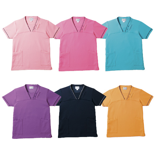 キラクケアスクラブ（男女兼用） CR152-59(ｵﾚﾝｼﾞ) ｹｱｽｸﾗﾌﾞ(ﾀﾞﾝｼﾞｮｹﾝﾖｳ) Ｍ(24-4258-05-03)【トンボ】[1枚単位]