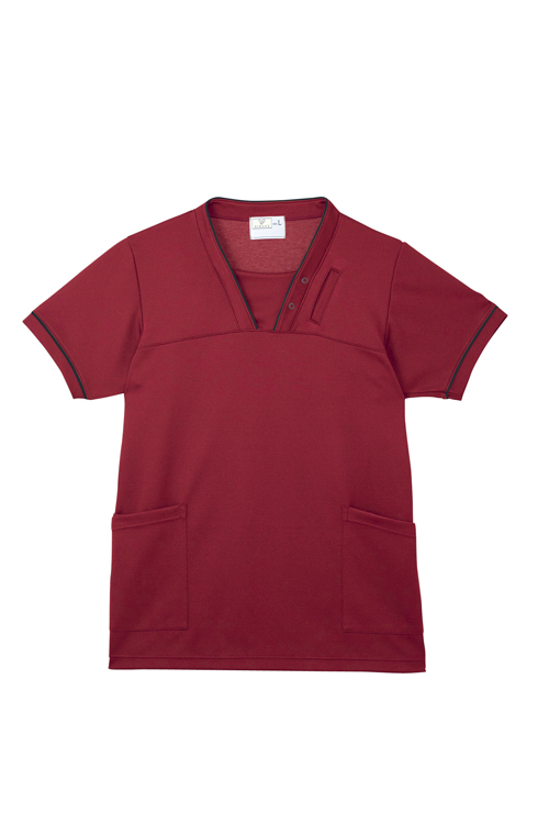 キラクケアスクラブ（男女兼用） CR152-15(ｽﾄﾛﾍﾞﾘｰﾚｯﾄﾞ ｹｱｽｸﾗﾌﾞ(ﾀﾞﾝｼﾞｮｹﾝﾖｳ) ３Ｌ(24-4258-06-06)【トンボ】[1枚単位]