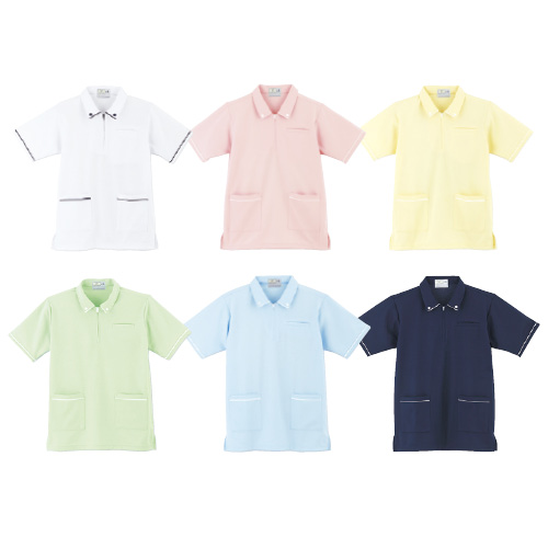 トンボ キラク ケアワークシャツ（男女兼用） ｹｱﾜｰｸｼｬﾂ(ﾀﾞﾝｼﾞｮｹﾝﾖｳ) CR117-12(ﾋﾟﾝｸ) ＳＳ(24-4259-01-01)【1枚単位】